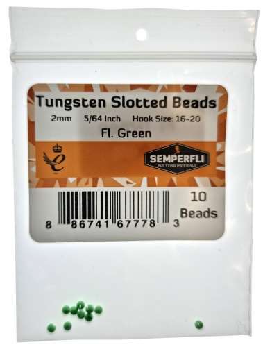 Tungsten Slotted Beads 2mm (5/64 inch) Fl Green