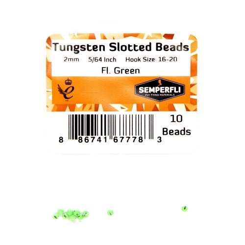 Tungsten Slotted Beads 2mm (5/64 inch) Fl Green