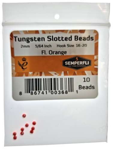 Tungsten Slotted Beads 2mm (5/64 inch) Fl Orange