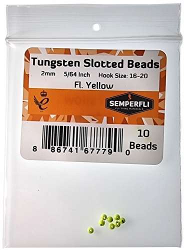 Tungsten Slotted Beads 2mm (5/64 inch) Fl Yellow