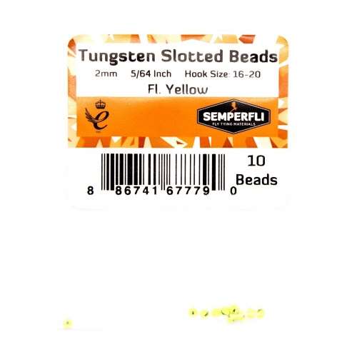 Tungsten Slotted Beads 2mm (5/64 inch) Fl Yellow