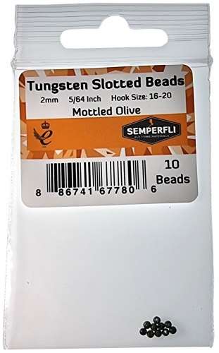 Tungsten Slotted Beads 2mm (5/64 inch) Mottled Olive