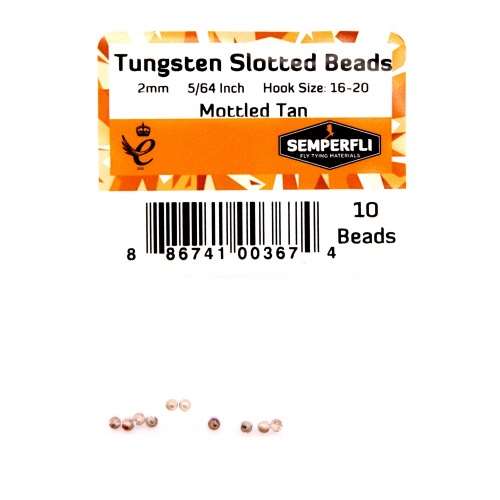 Tungsten Slotted Beads 2mm (5/64 inch) Mottled Tan