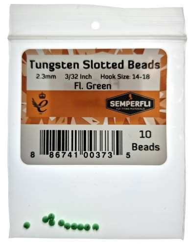 Tungsten Slotted Beads 2.3mm (3/32 inch) Fl Green