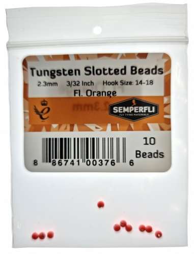 Tungsten Slotted Beads 2.3mm (3/32 inch) Fl Orange