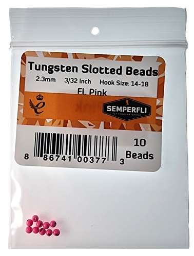 Tungsten Slotted Beads 2.3mm (3/32 inch) Fl Pink