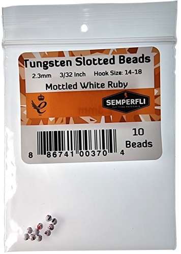 Tungsten Slotted Beads 2.3mm (3/32 inch) Mottled White Ruby