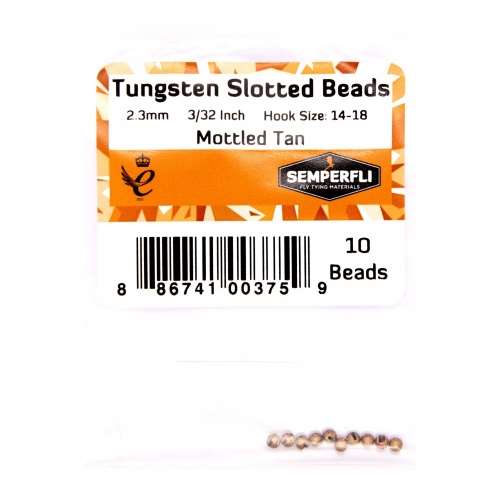 Tungsten Slotted Beads 2.3mm (3/32 inch) Mottled Tan