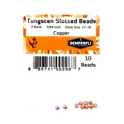 Tungsten Slotted Beads 2.8mm (7/64 inch) Copper