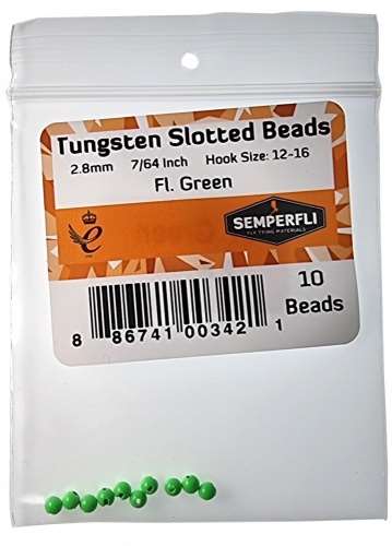 Tungsten Slotted Beads 2.8mm (7/64 inch) Fl Green