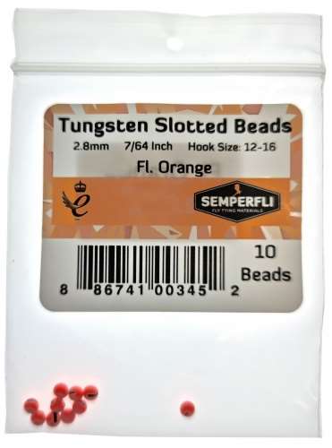 Tungsten Slotted Beads 2.8mm (7/64 inch) Fl Orange