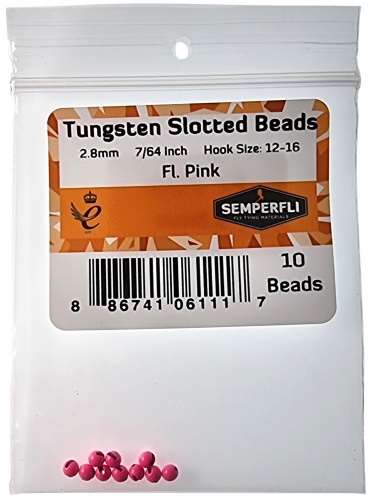 Tungsten Slotted Beads 2.8mm (7/64 inch) Fl Pink