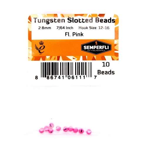 Tungsten Slotted Beads 2.8mm (7/64 inch) Fl Pink