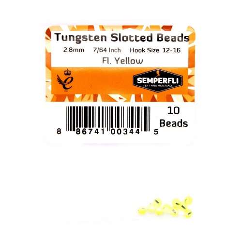 Tungsten Slotted Beads 2.8mm (7/64 inch) Fl Yellow