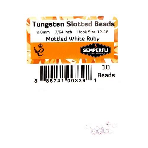 Tungsten Slotted Beads 2.8mm (7/64 inch) Mottled White Ruby