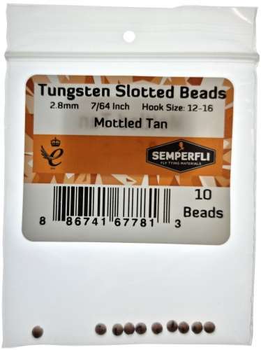 Tungsten Slotted Beads 2.8mm (7/64 inch) Mottled Tan