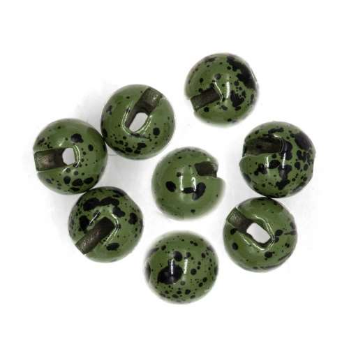 Tungsten Slotted Beads 3.8mm (5/32 inch) Mottled Olive